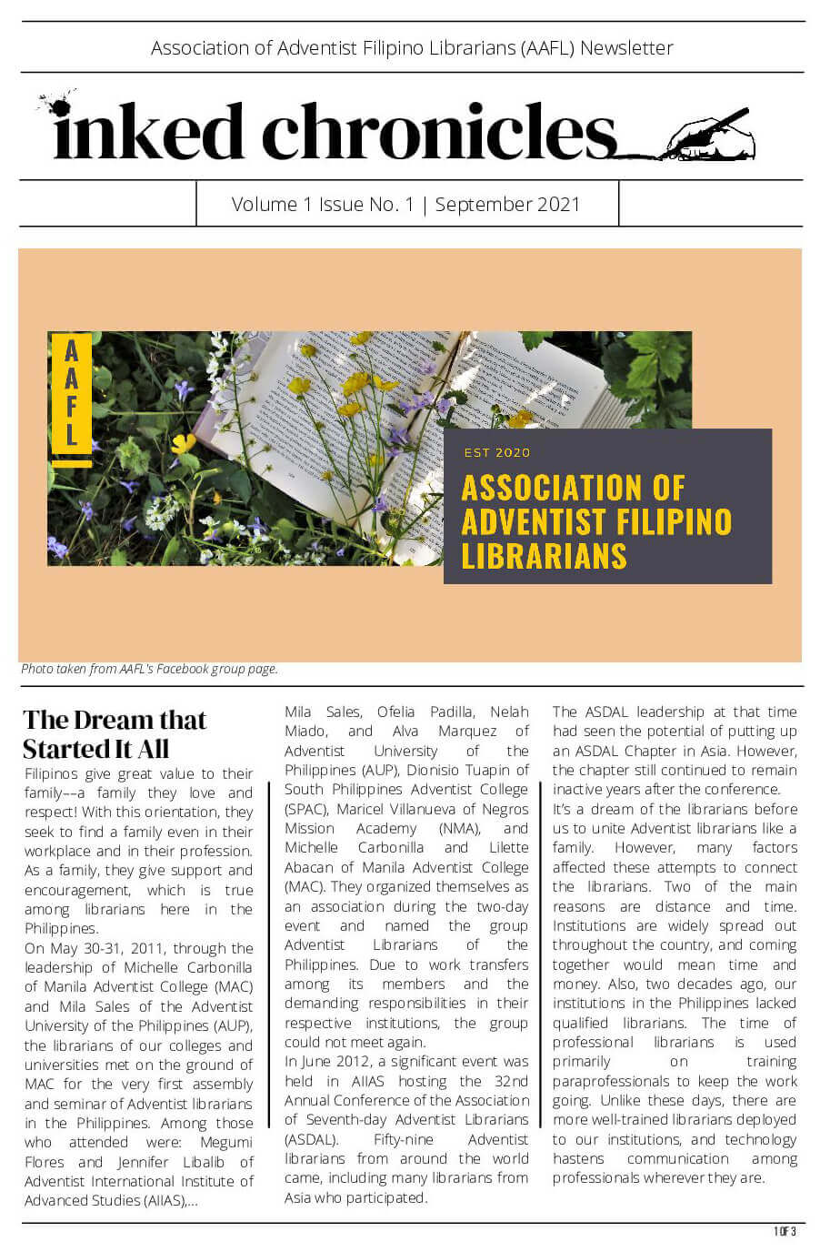 AAFL Newsletter vol1no1